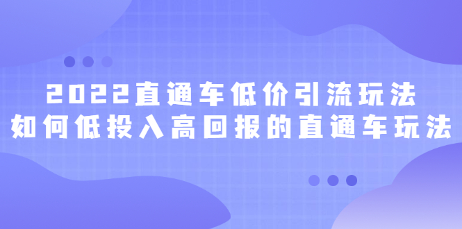 2022直通车低价引流玩法，教大家如何低投入高回报的直通车玩法