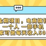 黄金期项目，电商搞钱！一个人，一部手机，在家可做，每天收入500+