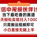 微信中视频伙伴计划，仅靠搬运就能轻松实现日入500+，关键操作还简单，…