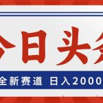 今日头条，全新赛道，小白易上手，日入2000+