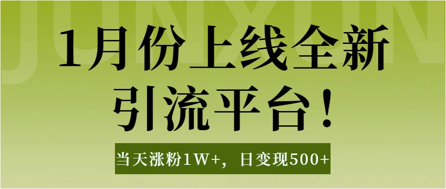 1月上线全新引流平台，当天涨粉1W+，日变现500+工具无脑涨粉，解放双手操作简单